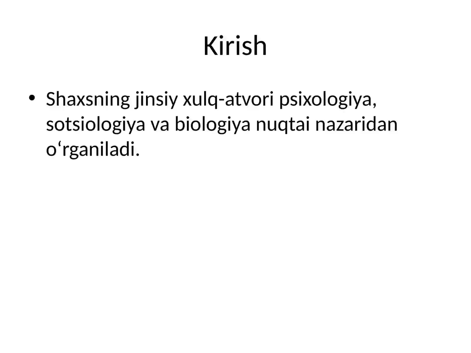 Shaxsning Jinsiy Xulq-Atvori 2