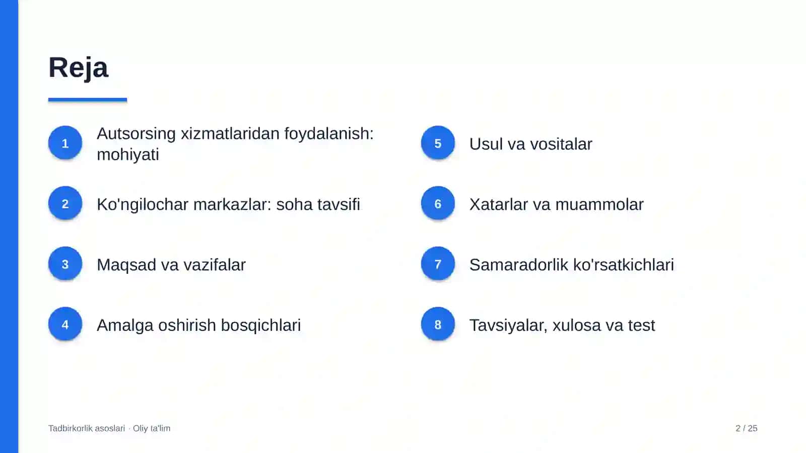 Ko'ngilochar markazlarda autsorsing xizmatlaridan foydalanish 2