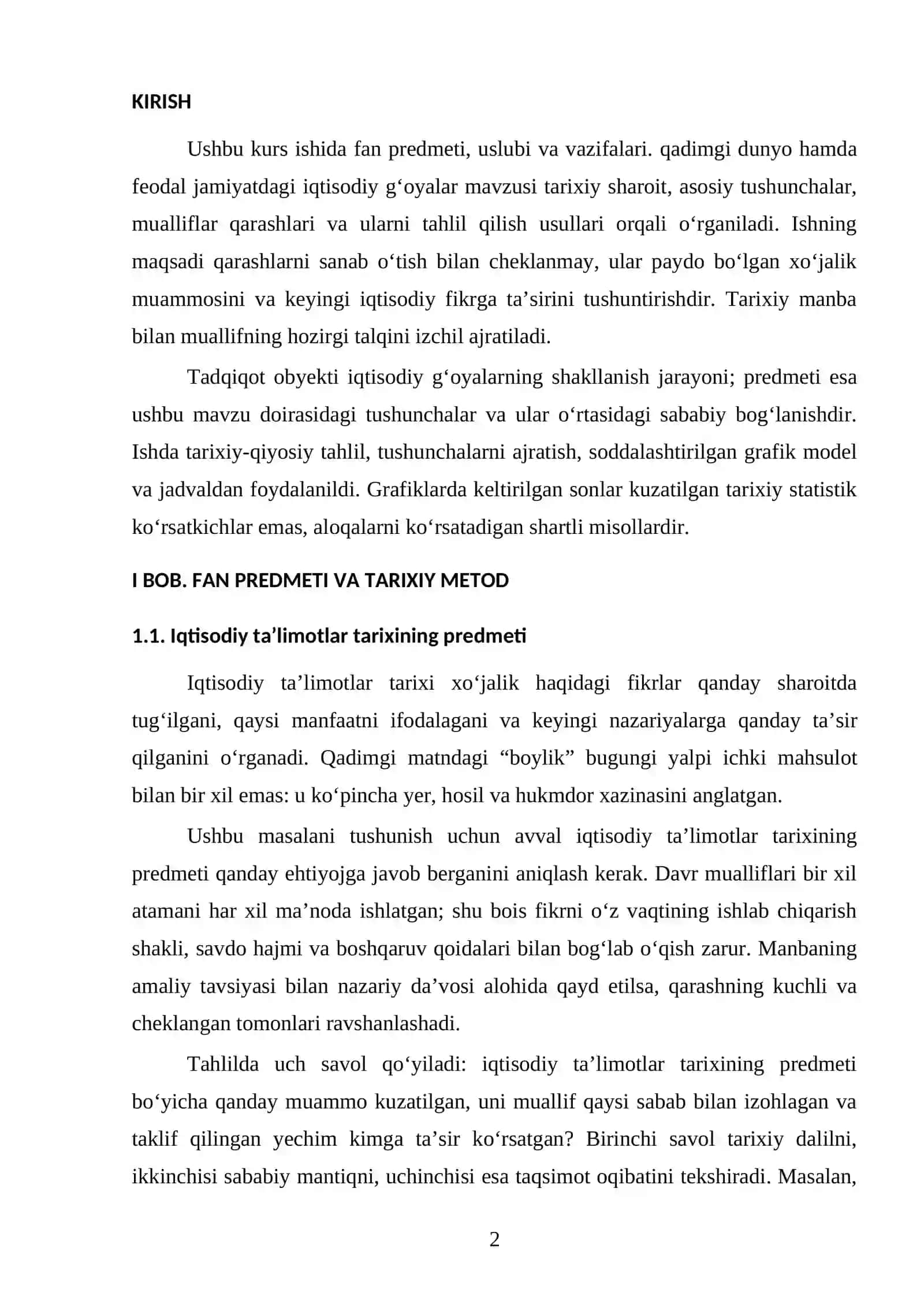 Fan: Iqtisodiy ta’limotlar tarixi 2
