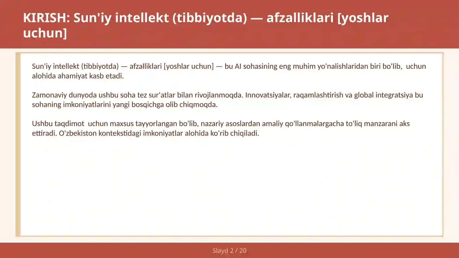 SUN'IY INTELLEKT (TIBBIYOTDA) — AFZALLIKLARI [YOSHLAR UCHUN] 2