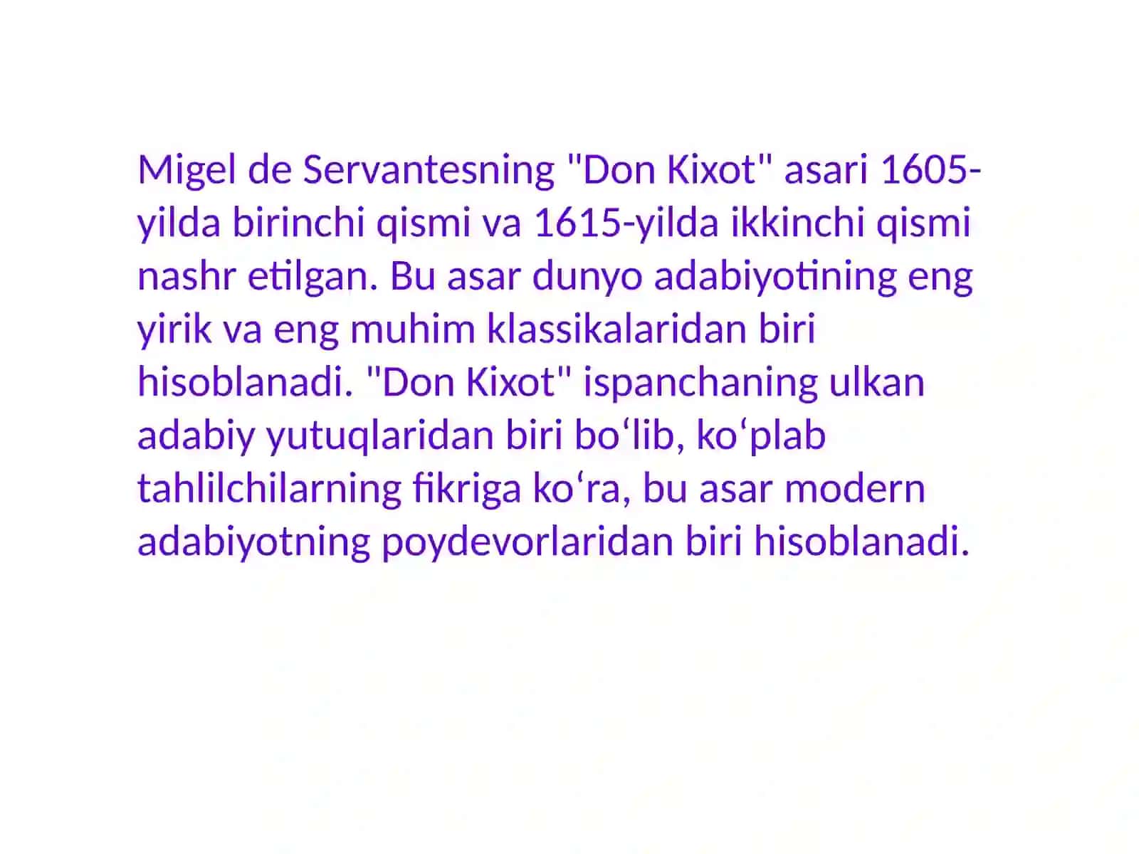 Servantesning "Don Kixot" 2