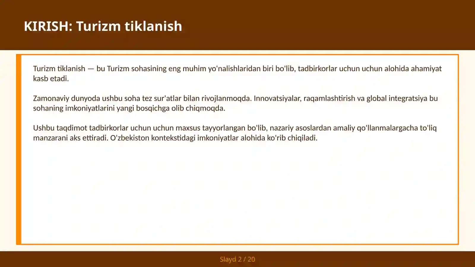 Turizm tiklanish 2