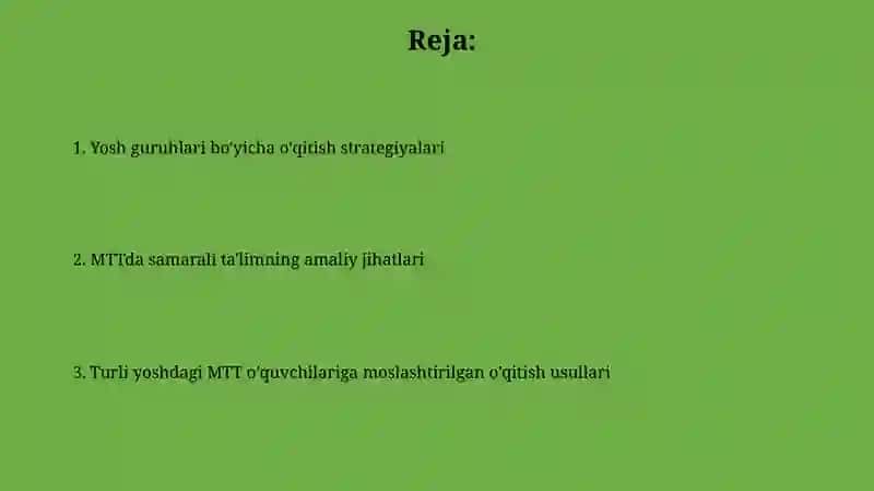 MTTning yosh guruhlarida applikatsiyaga o'rgatish metodlari 2
