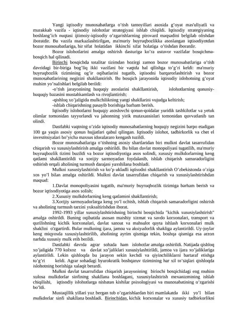 O'zbekistonning O'ziga Xos Istiqlol va Taraqqiyot Yoli 2