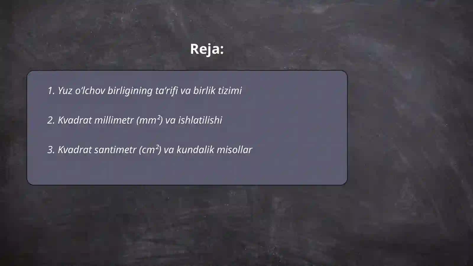 Yuz o‘lchov birligi 2