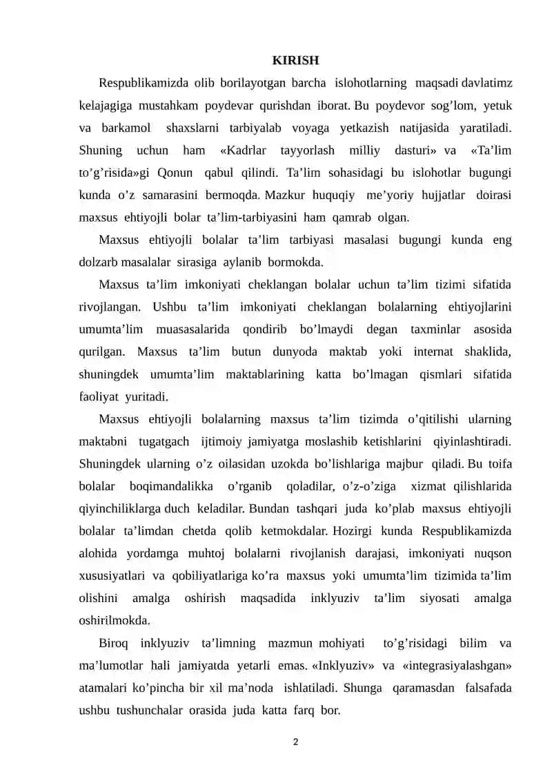 IMKONIYATI CHEKLANGAN BOLALAR TURLARI VA ULARNI INKLYUZIV TAʼLIMGA JALB ETISH USULLARI 2