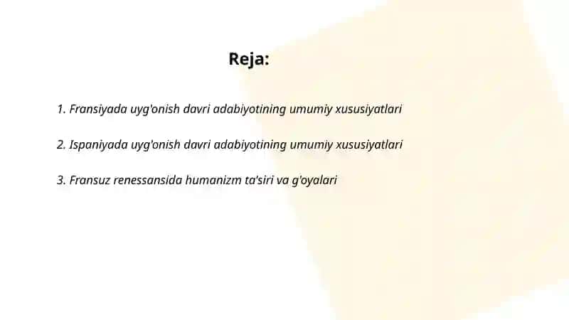 Fransiya va Ispaniyada uyg'onish davri adabiyoti 2