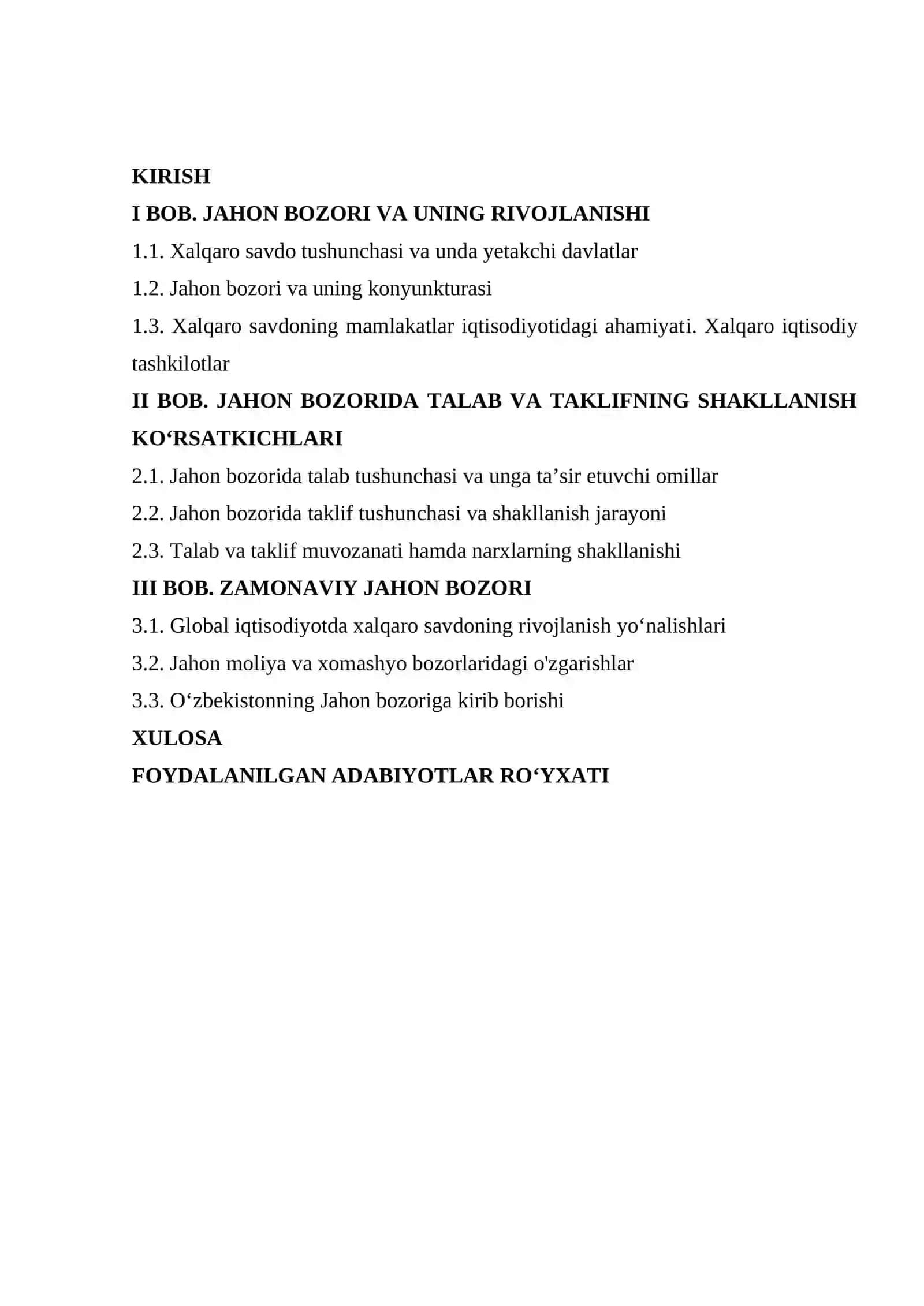 XALQARO SAVDO: JAHON BOZORIDAGI TALAB VA TAKLIF 2