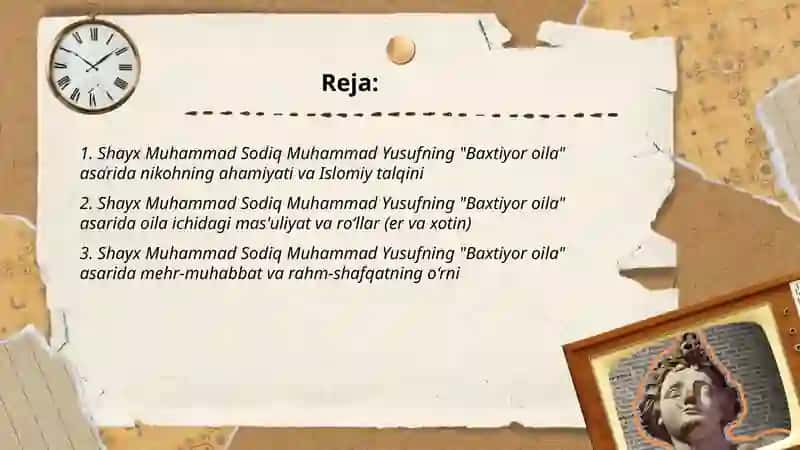 Shayx Muhammad Sodiq Muhammad Yusufning "Baxtiyor oila" asarida Islom qadriyatlarining talqini 2
