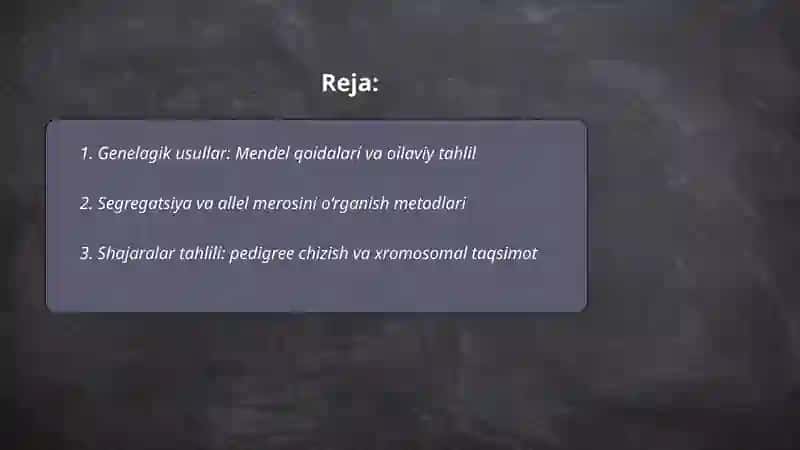 Odam genetikasining o‘rganish usullari 2
