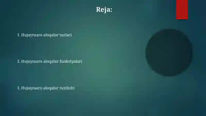 Hujayraaro aloqalar tuzilishi va ishlashi 2