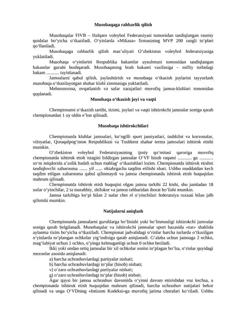 Musobaqa Nizomi va uni o`tkazishning tashkliy-uslubiy masalalari 2