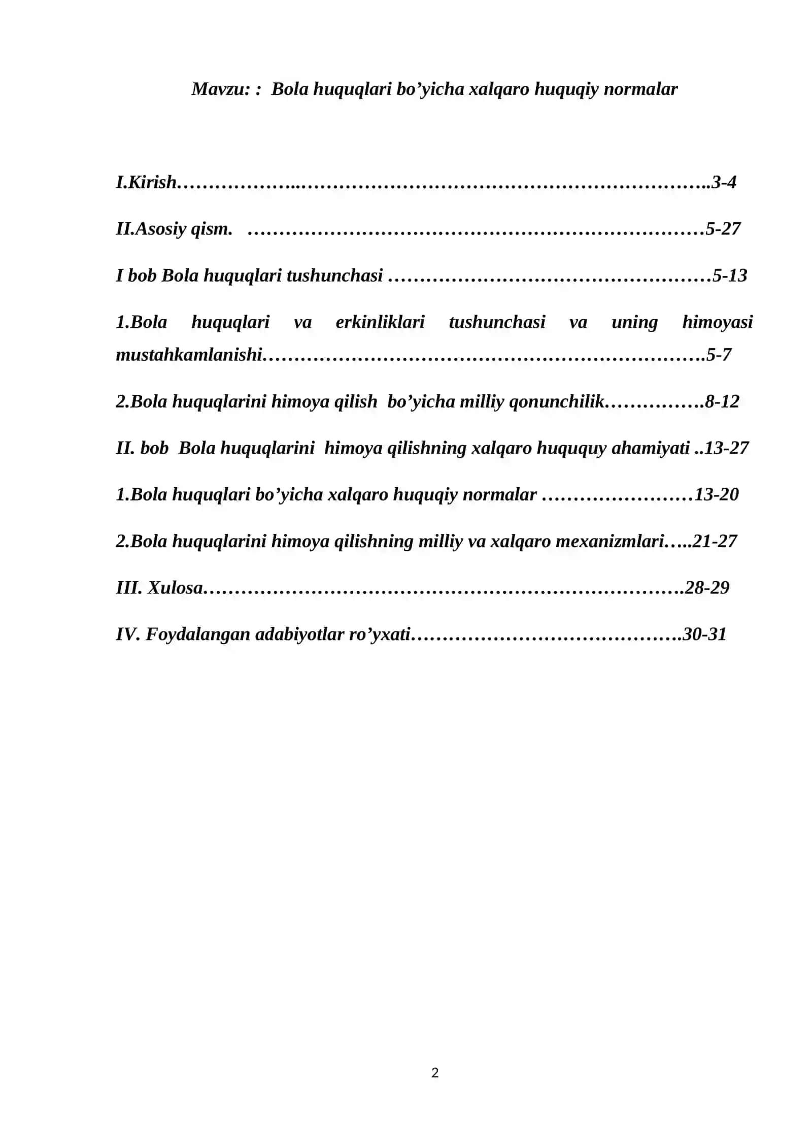 Bola huquqlari bo’yicha xalqaro huquqiy normalar 2