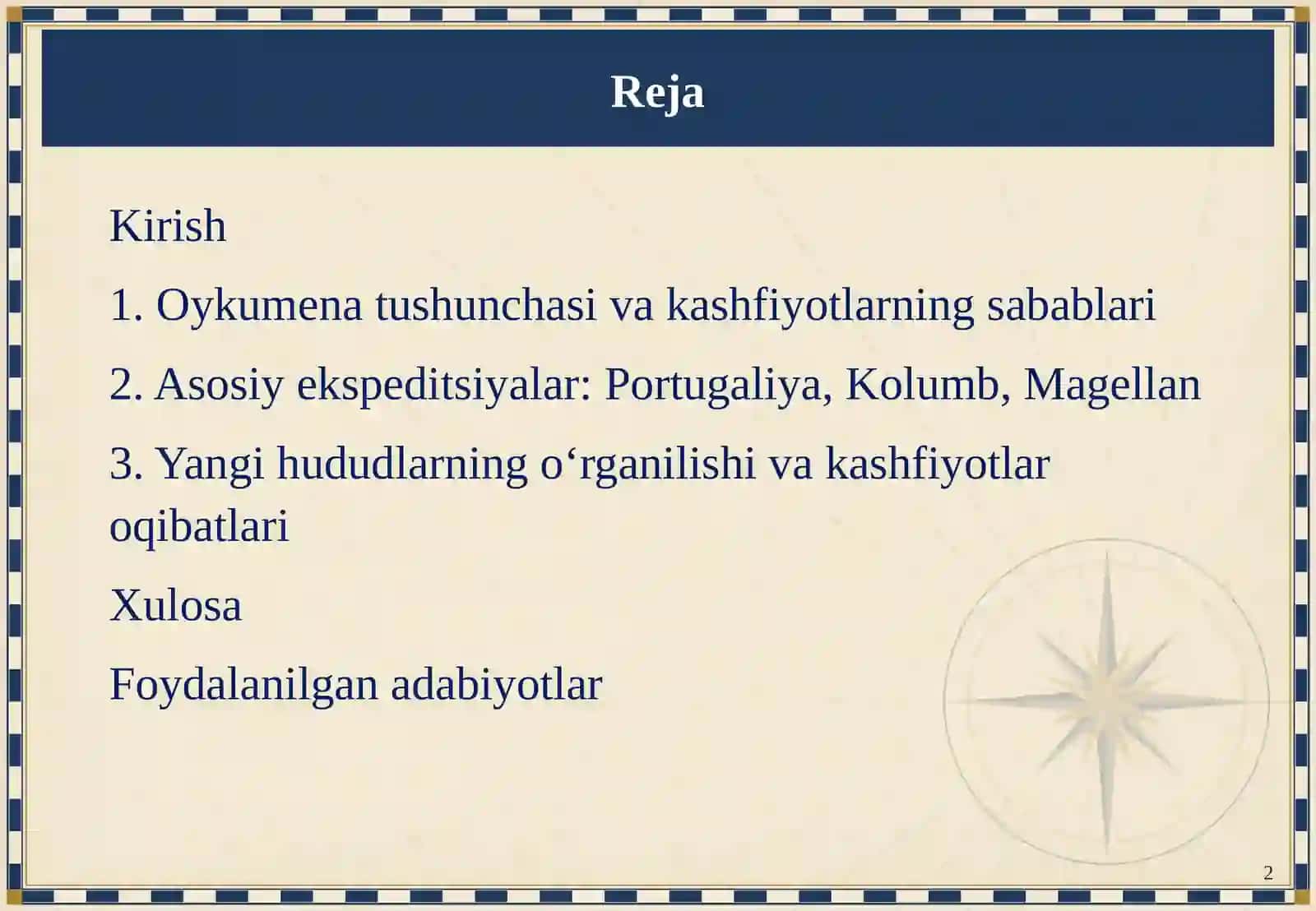 Buyuk geografik kashfiyotlar va oykumenaning kengayishi 2