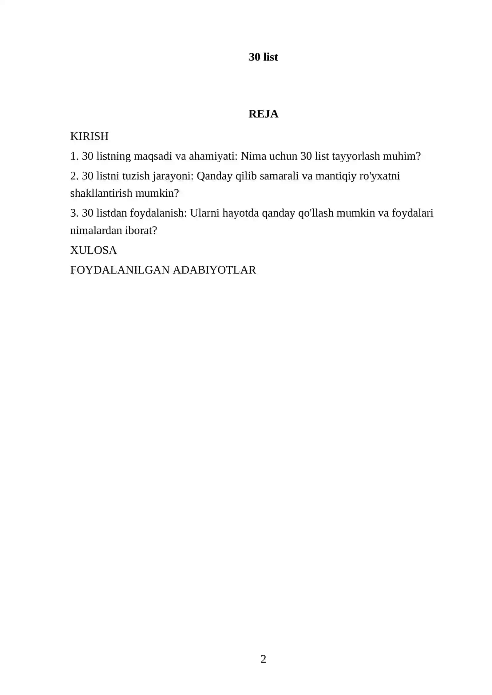 30 list 2