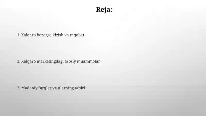 Xalqaro marketing sohasidagi asosiy muammolar 2