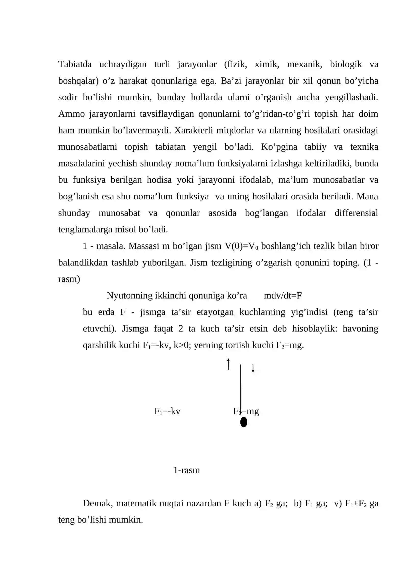 Differensial tenglamalar haqida tushuncha 2