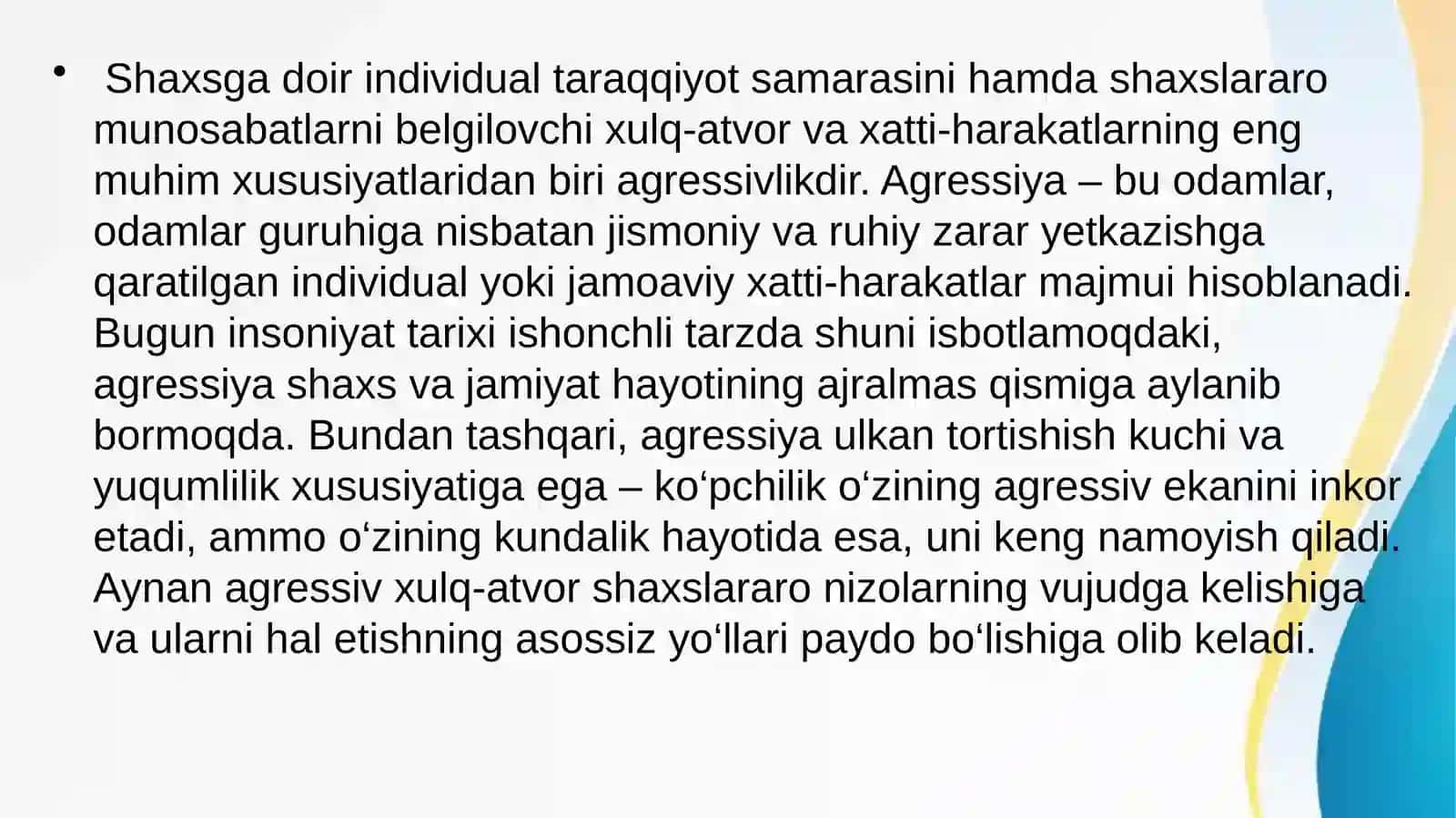 Agressiya va uning o'zining mazmuni 2