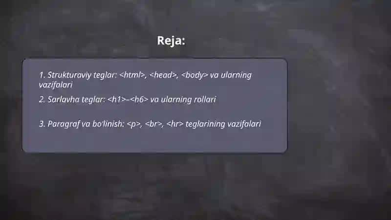 HTML teglarining turlari va ularning vazifalari 2