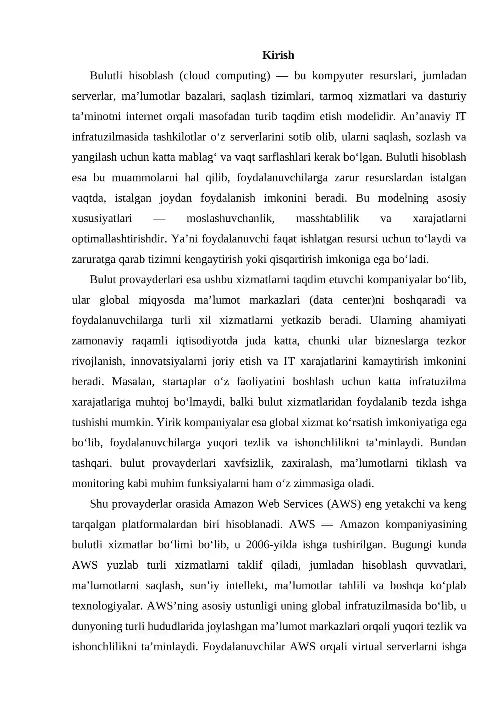 Bulutli texnologiyalar va taqsimlangan tizimlar 2