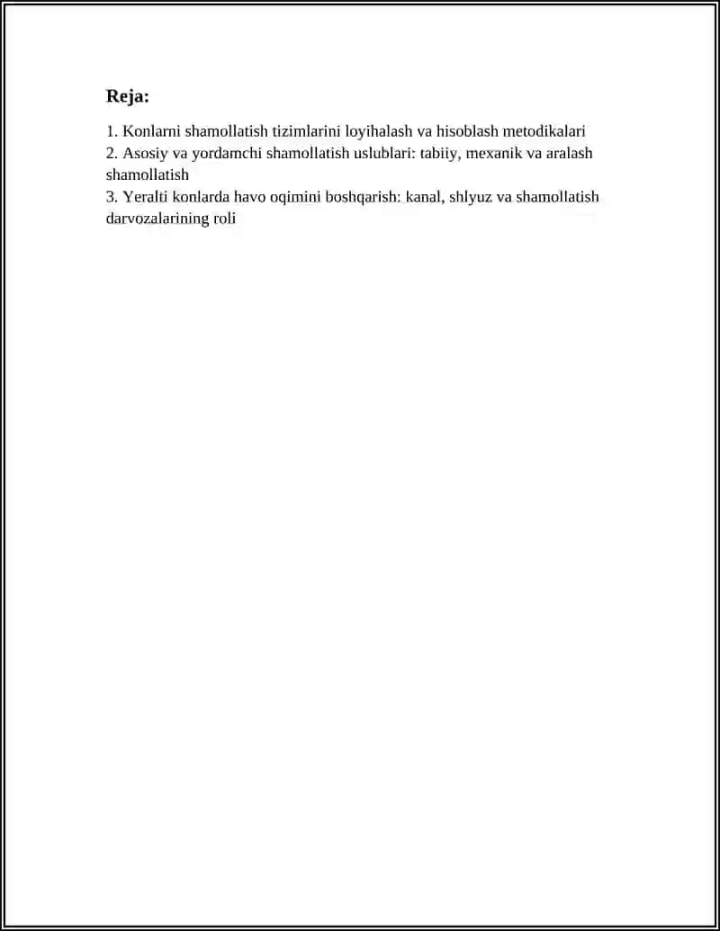 NORUDA FOYDALI QAZILMALARINI YER OSTI USULIDA QAZIB OLISHDA KONLARNI SHAMOLLATISH SUVSIZLANTIRISH ISHLARI VA ULARDA QOʻLLANADIGAN TEXNIK VOSITALAR 2