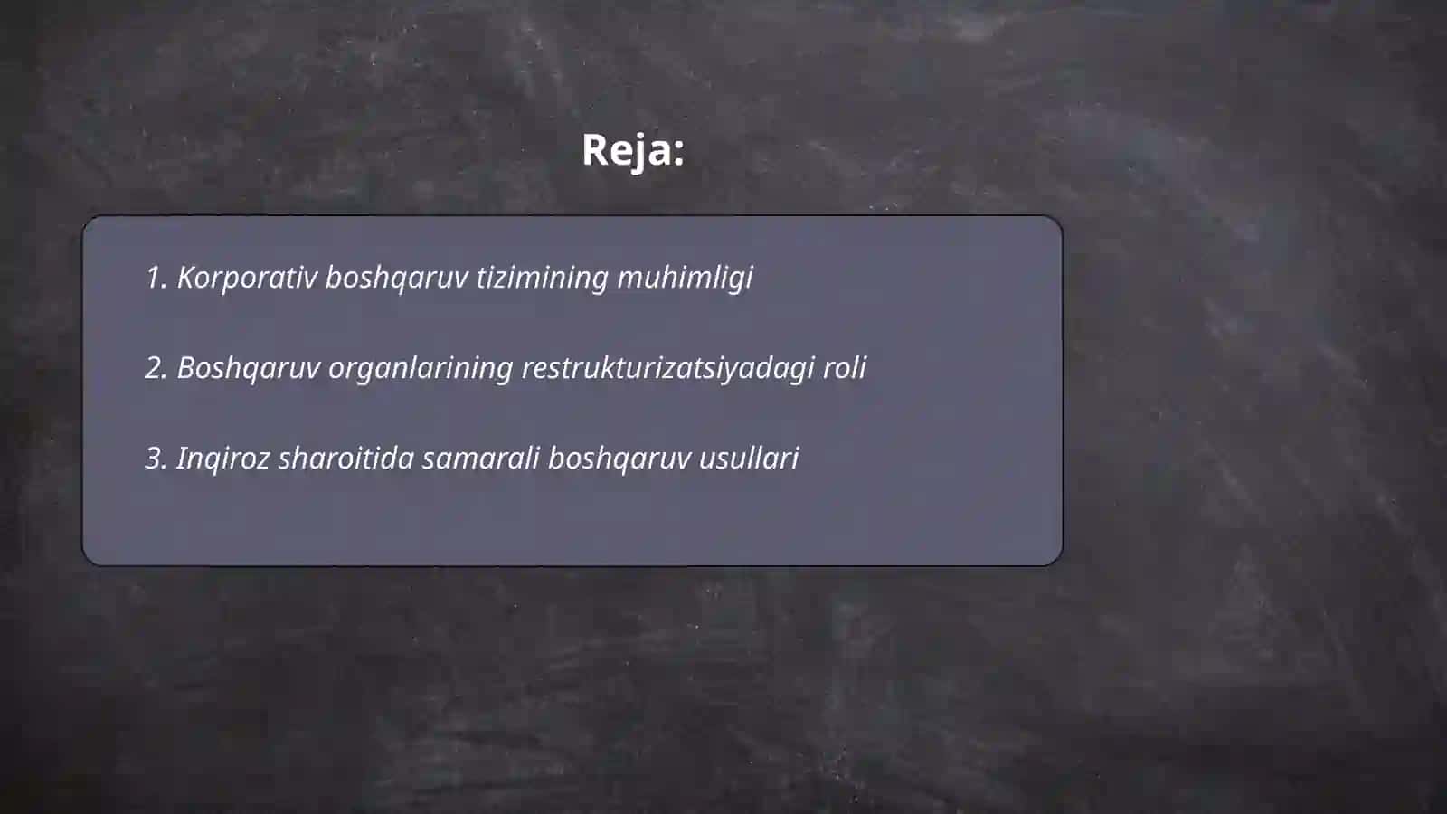 Korporativ boshqaruv organlarining restrukturizatsiyalash va inqirozni boshqarish jarayonidagi faoliyati 2