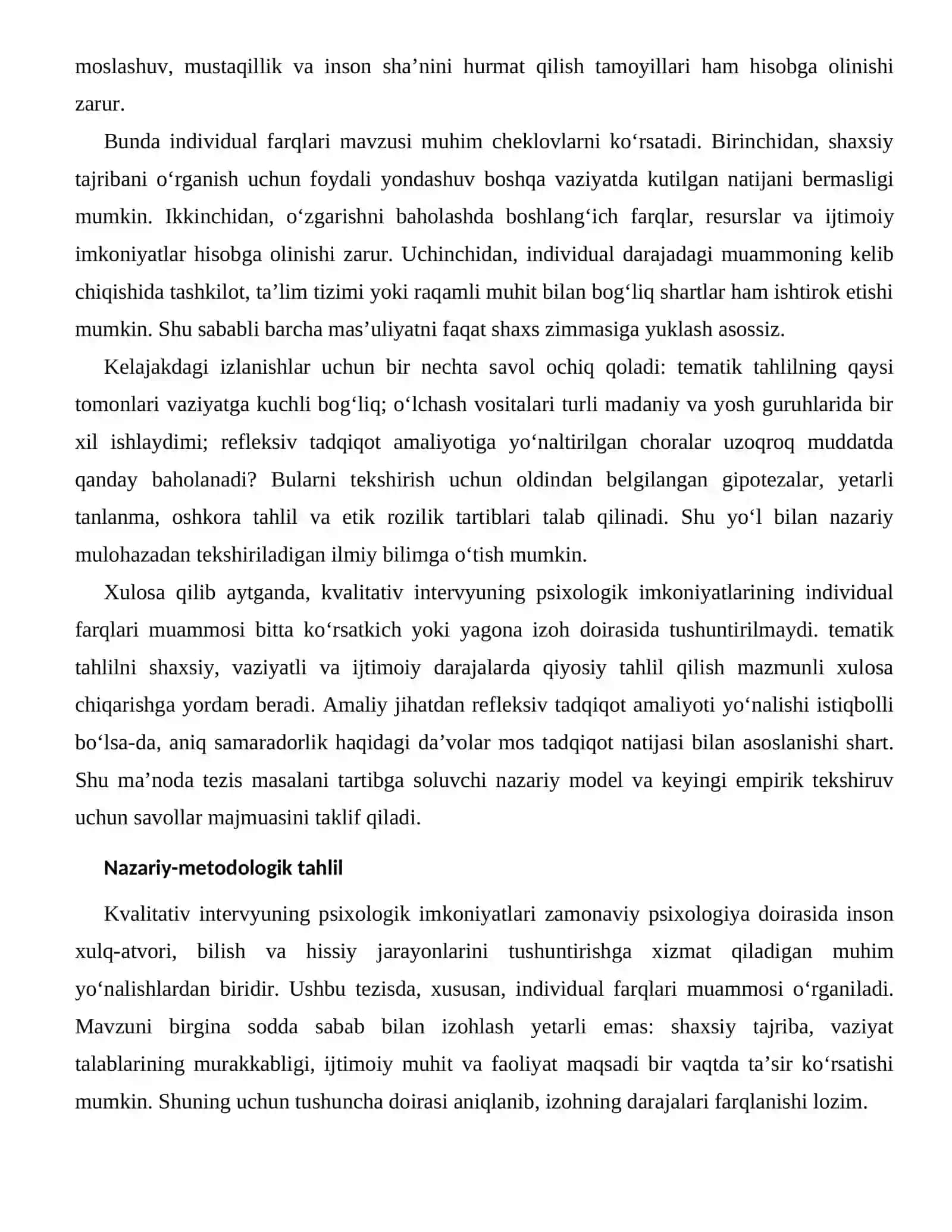 KVALITATIV INTERVYUNING PSIXOLOGIK IMKONIYATLARI — INDIVIDUAL FARQLARI 2