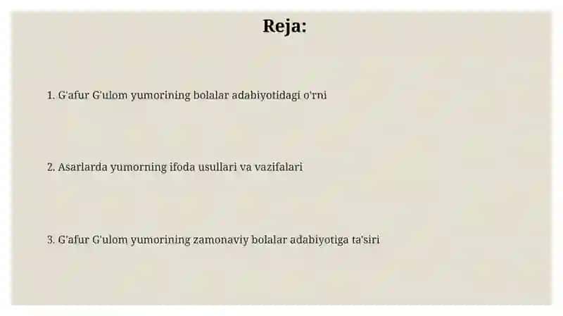 G'afur G'ulom bolalar uchun yozgan asarlarida yumordan foydalanish mahorati 2