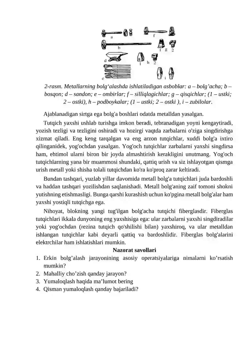 10-Tajriba ishi Ochiq shtamplarda va bolg’alarda shtamplash kuchini hisoblash 2