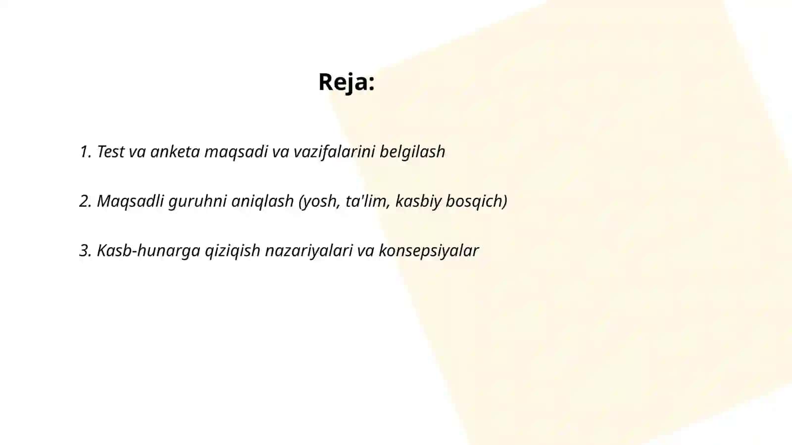 Kasb hunarga qiziqishni aniqlash testi va anketasini tuzish 2