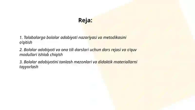 Talabalarga bolalar adabiyoti va ona tili fanini óqitish 2