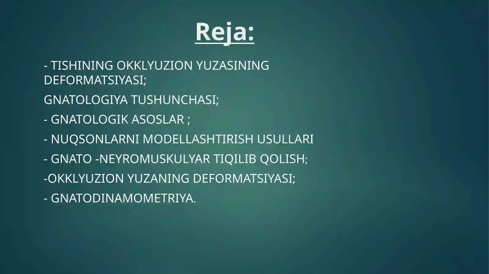 Tish qatori deformatsiyalarida okklyuziyani shakillantirishning gnatalogik asoslari 2