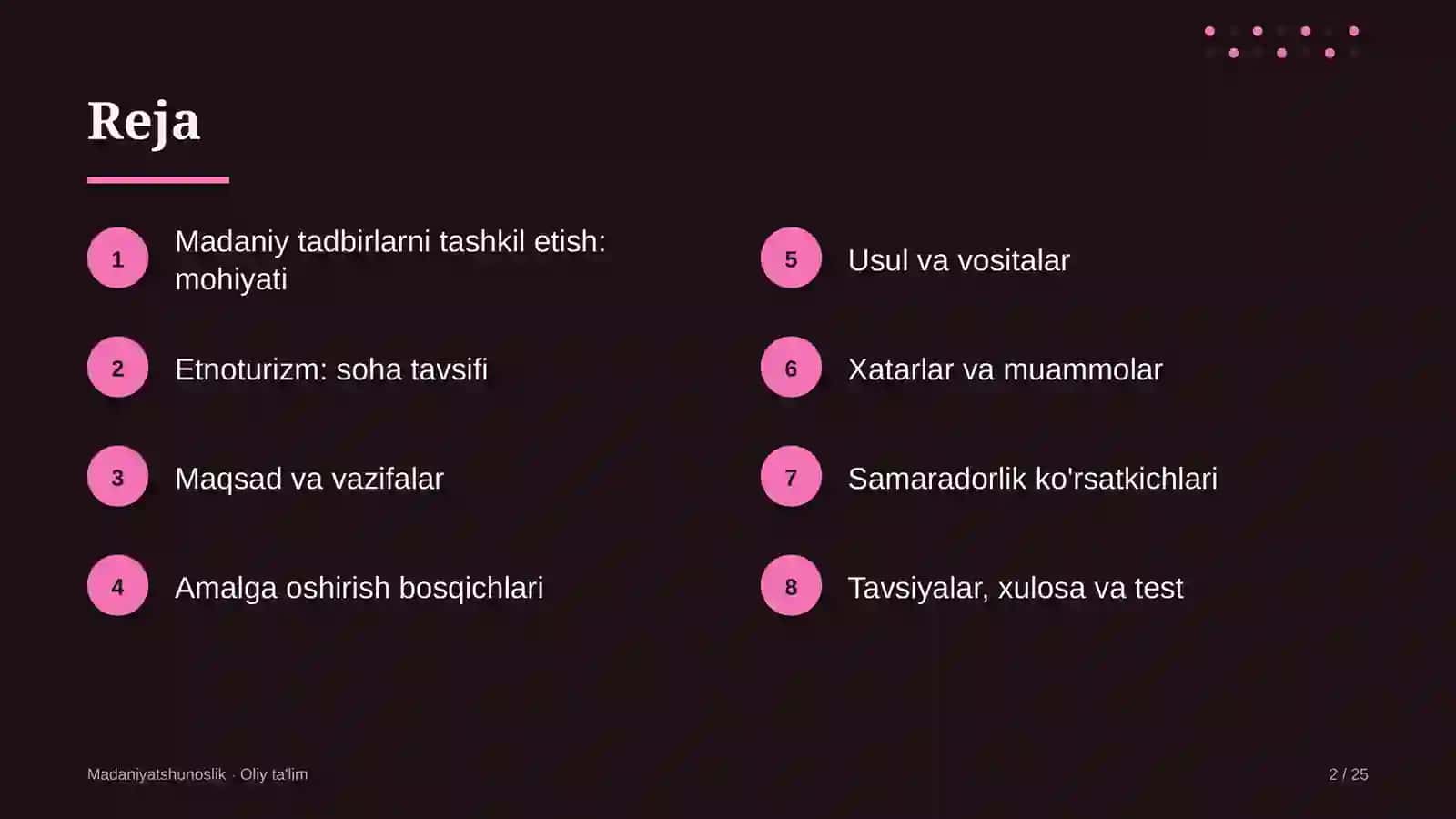 Etnoturizmda madaniy tadbirlarni tashkil etish 2