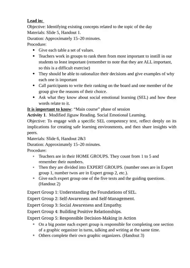 Cluster School CPD Session Plan 2 2