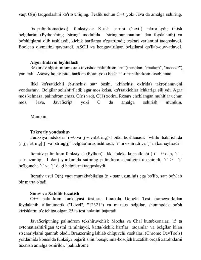 Palindrom funksiyasini hosil qiling 2