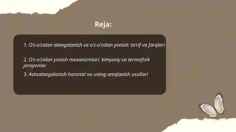 Oʻz-oʻzidan alangalanish va oʻz-oʻzidan yonish: taʼrif va farqlari 2