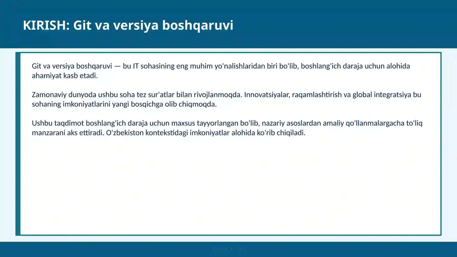 Git va versiya boshqaruvchi 2