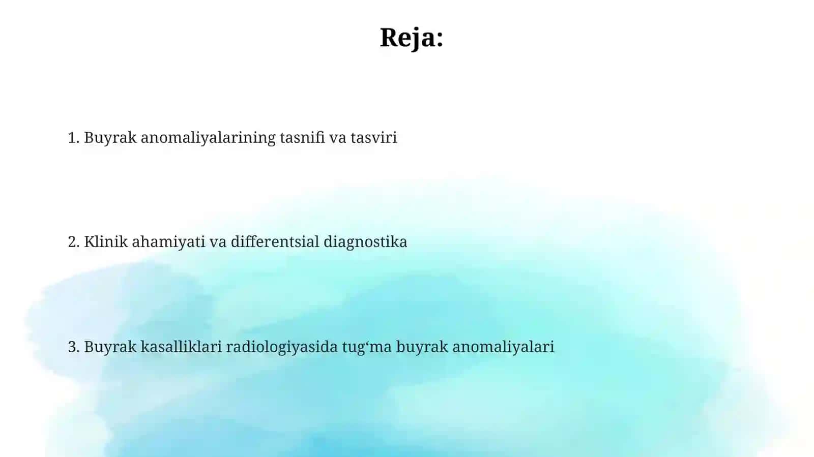 Buyrak anomaliyalarining tasnifi va tasviri 2