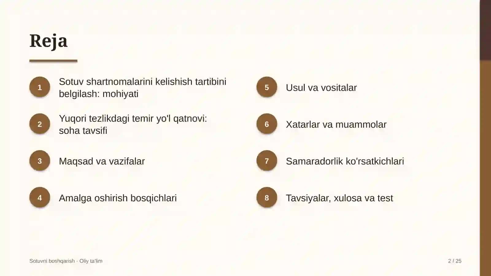 Yuqori tezlikdagi temir yo'l qatnovida sotuv shartnomalarini kelishish tartibini belgilash 2