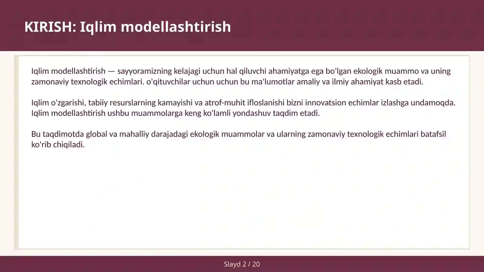 Iqlim modellashtirish 2