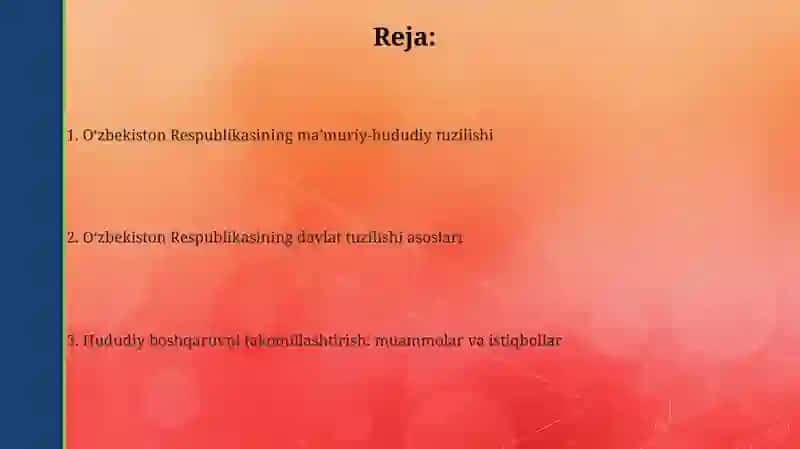 O'zbekiston Respublikasining ma'muriy-hududiy va davlat tuzilishi 2