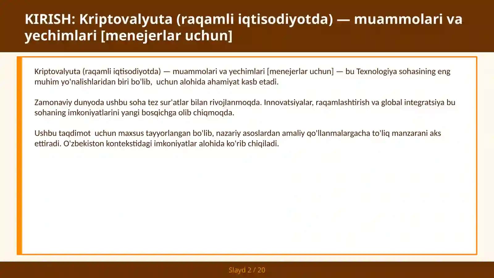 Kriptovalyuta (raqamli iqtisodiyotda) — muammolari va yechimlari [menejerlar uchun] 2