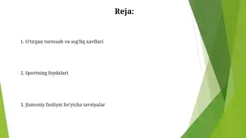 Jismoniy faollik va sog'liqni saqlash 2