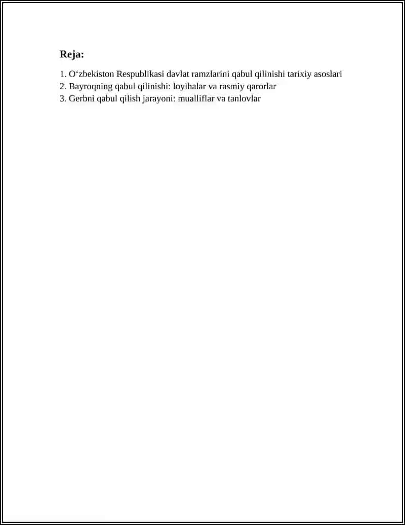 OʻZBEKISTON RESPUBLIKASI DAVLAT RAMZLARINI QABUL QILINISHI 2