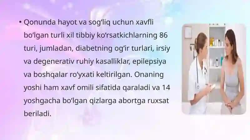 O’zbekistonda homiladorlikni to’xtatish masalasi. Homiladorlikni to’xtatish asosiy diniy konfessiyal 2
