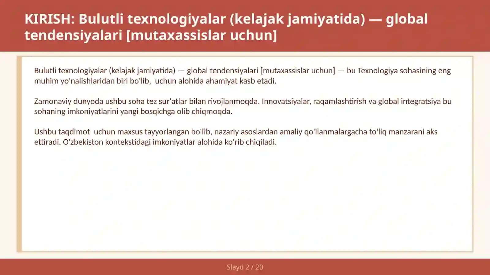 Bulutli texnologiyalar (kelajak jamiyatida) — global tendensiyalari [mutaxassislar uchun] 2