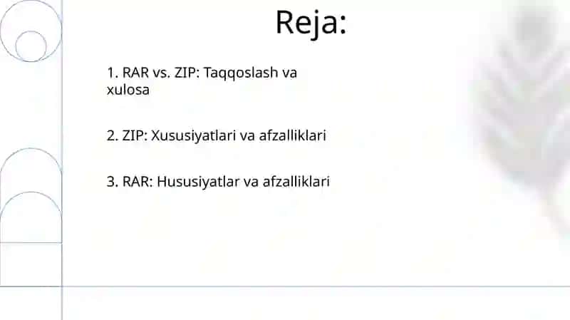 RAR va ZIP arxivator dasturlari, ularning afzalliklari va kamchiliklari 2