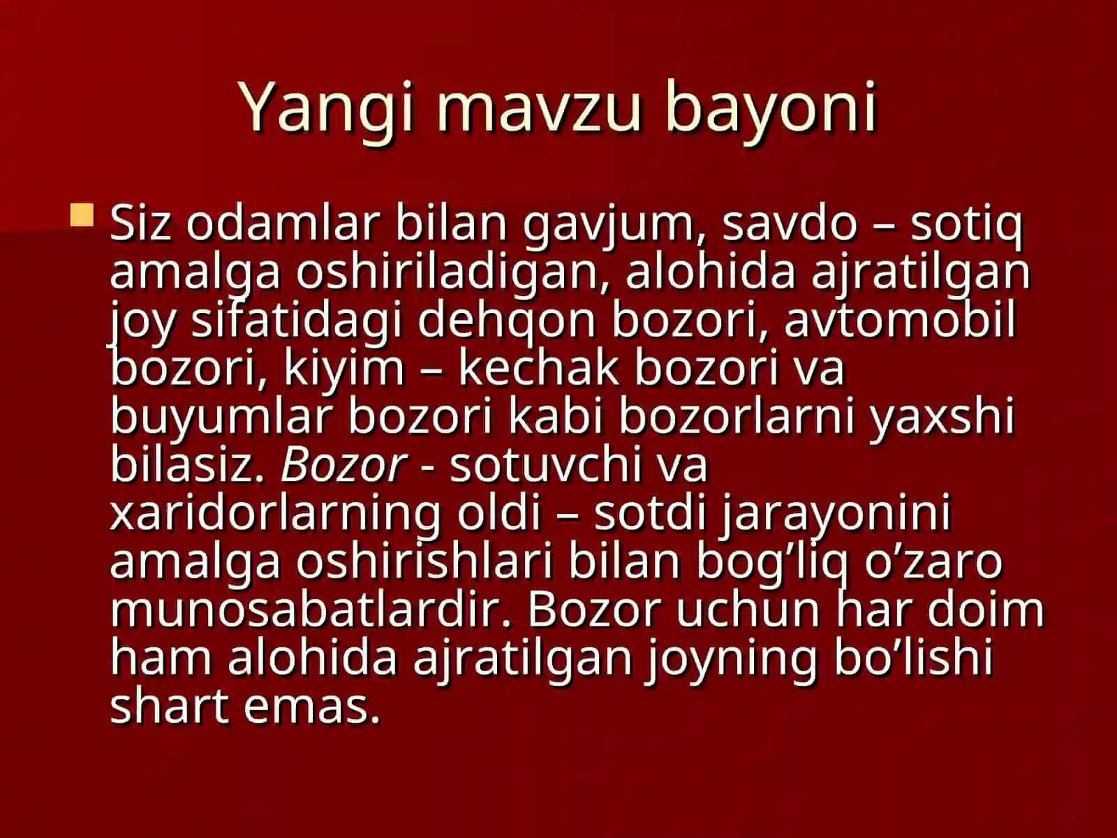 Bozor va uning turlari 2