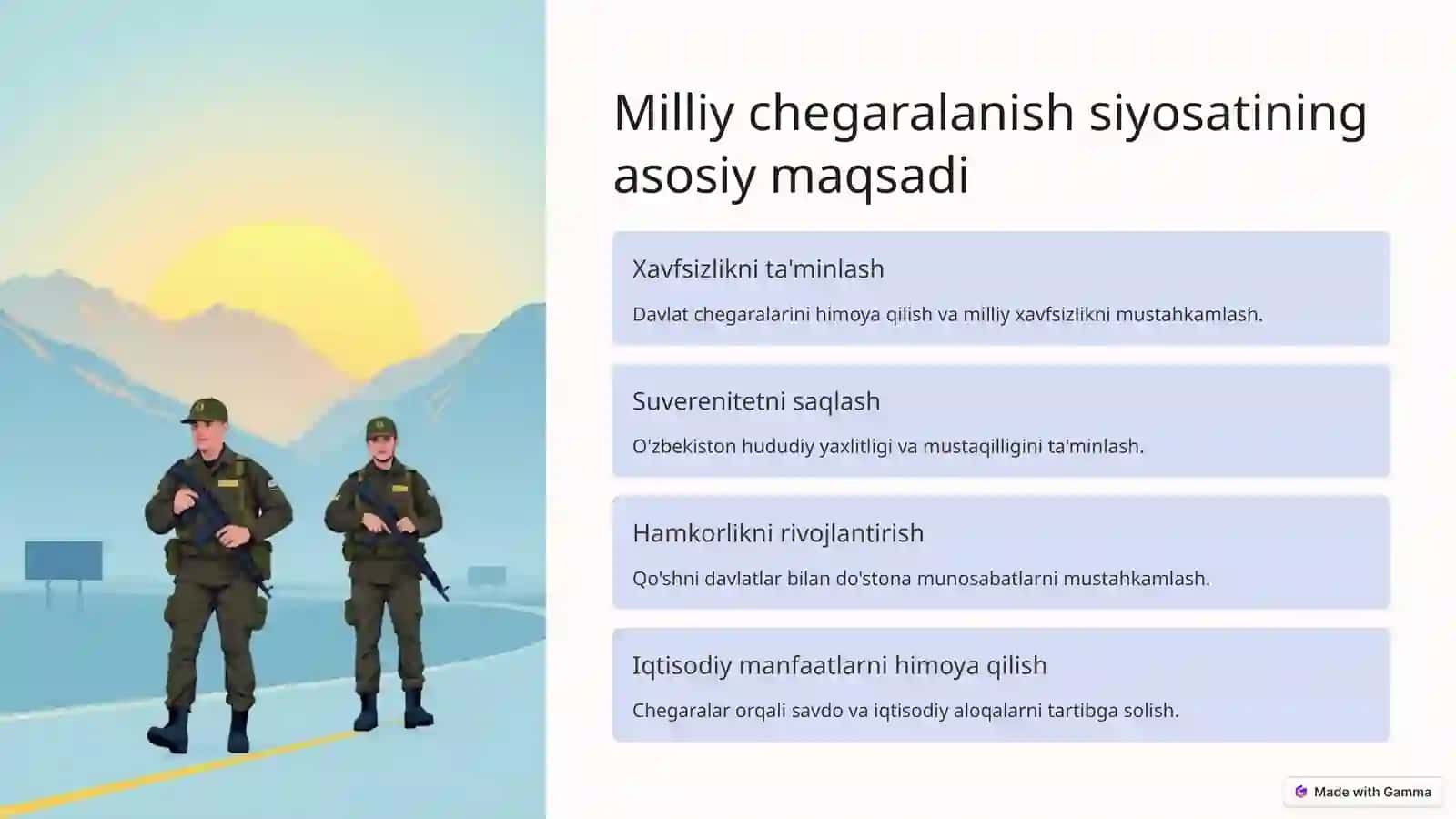 Milliy chegaralanish siyosati: Maqsad va vazifalari 2