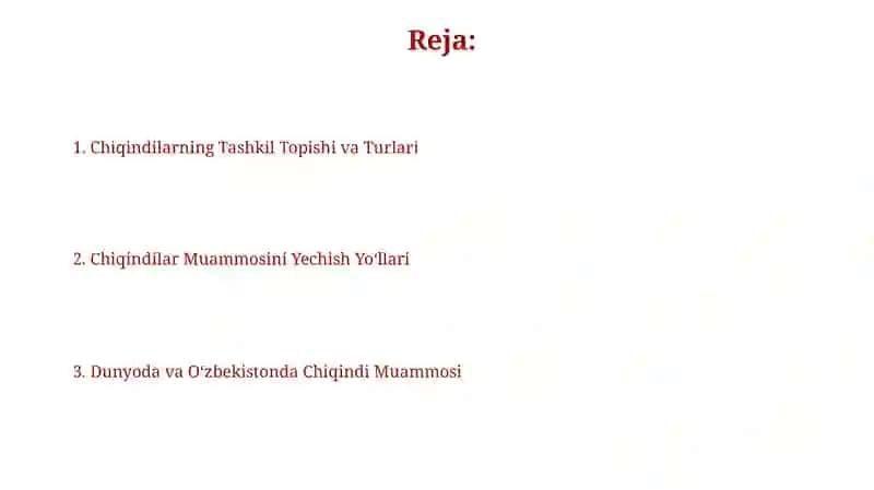 Chiqindi Muammosini Hal Qilish Yo'llari va Tavsiyalar 2